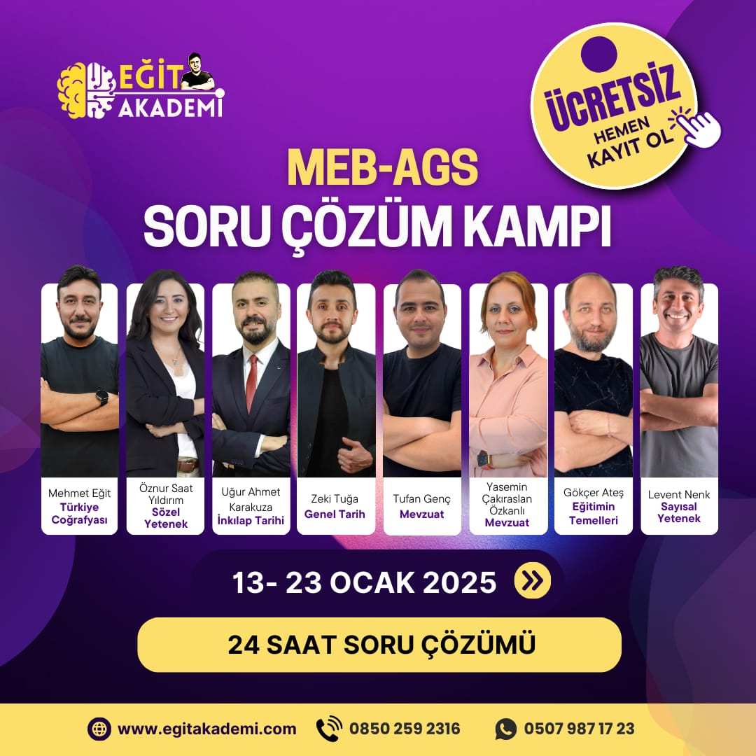 2025 MEB-AGS ÜCRETSİZ SORU ÇÖZÜM KAMPI / CANLI DERS
