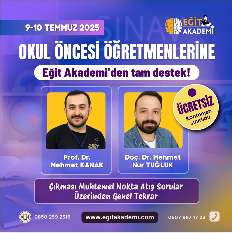 2025 OKUL ÖNCESİ ÖABT ÜCRETSİZ GENEL TEKRAR KAMPI